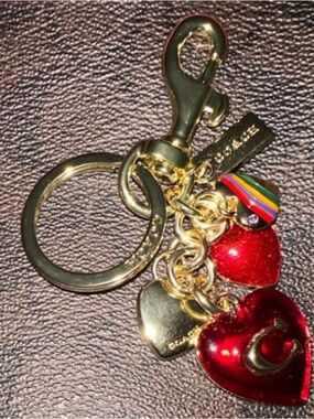 Coach Red Heart Charm Key & Card Holder Accent